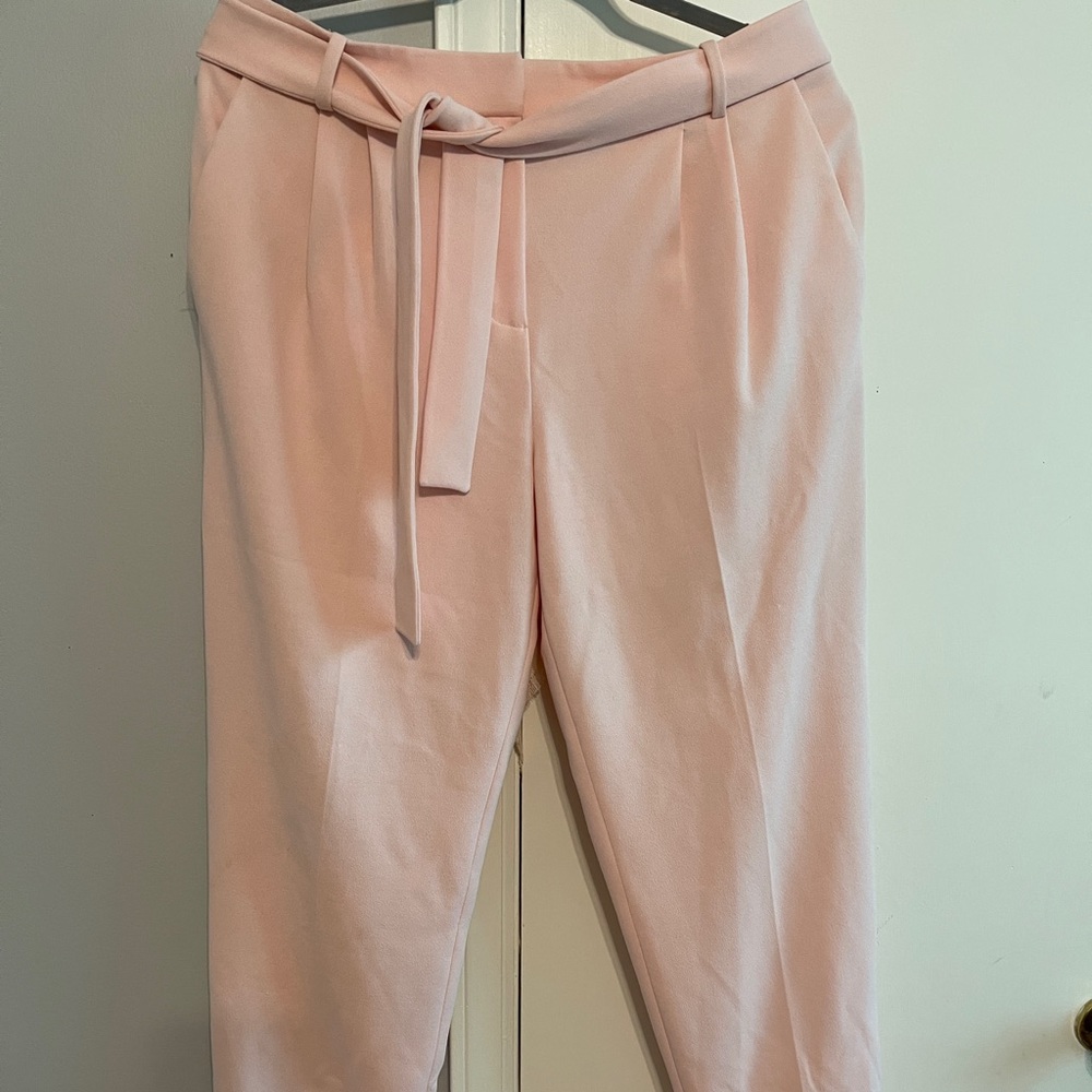 Women's Pink Tie-Waist Tapered Pants